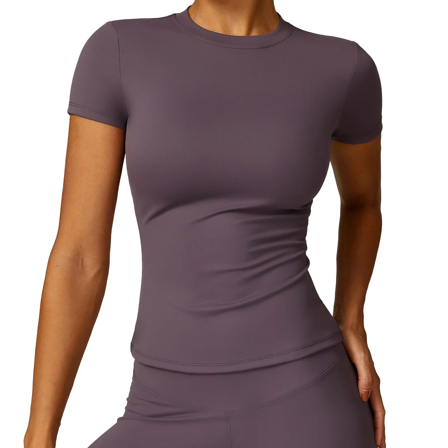 NCLAGEN Women Running Sports T Shirt Summer Short Sleeve Round Neck Breathable Stretchy GYM Yoga Slim Fitness Active Top Tee - ATFH
