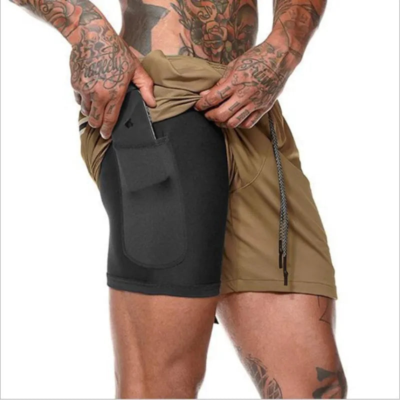 2026 Summer Running Shorts Men 2 in 1 Sports Jogging Fitness Shorts Training Quick Dry Mens Gym Men Shorts Sport gym Short Pants