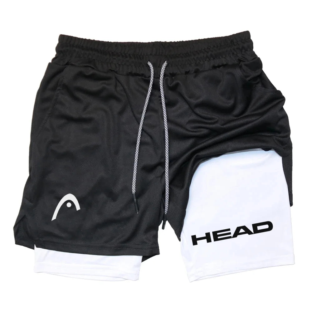 Anime Berserk Head Running Shorts Men Fitness Gym Training 2 in 1 Sports Quick Dry Workout Jogging Double Deck Summer