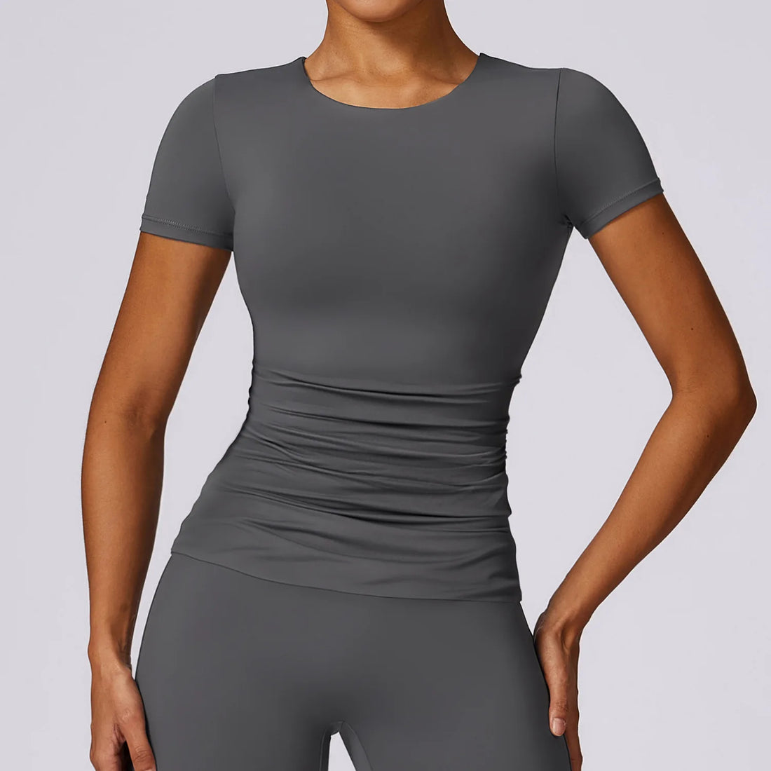 Skin Friendly Soft Shirts Breathable Quick Dry Yoga Top Running T-shirt Short Sleeve Skinny Elastic Fitness Tee Women Sports Top - ATFH