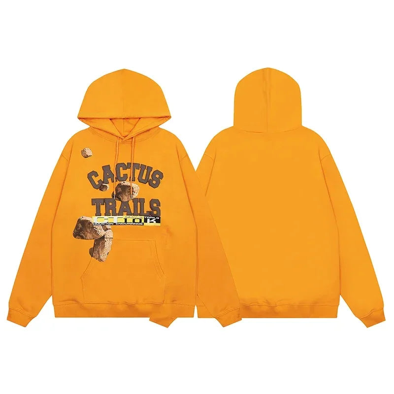 Winter Brown Fleece Utopia Jackets High Quality Vinatge Print Zipper Hoodie Hiphop Street Cactus Jack Hoodys Men Women Cleanfit - ATFH
