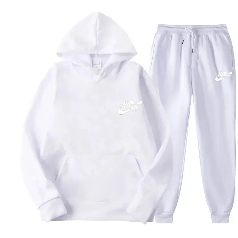 Men's casual two-piece sports shirt - Men's street fashion printed sports suit set - ATFH