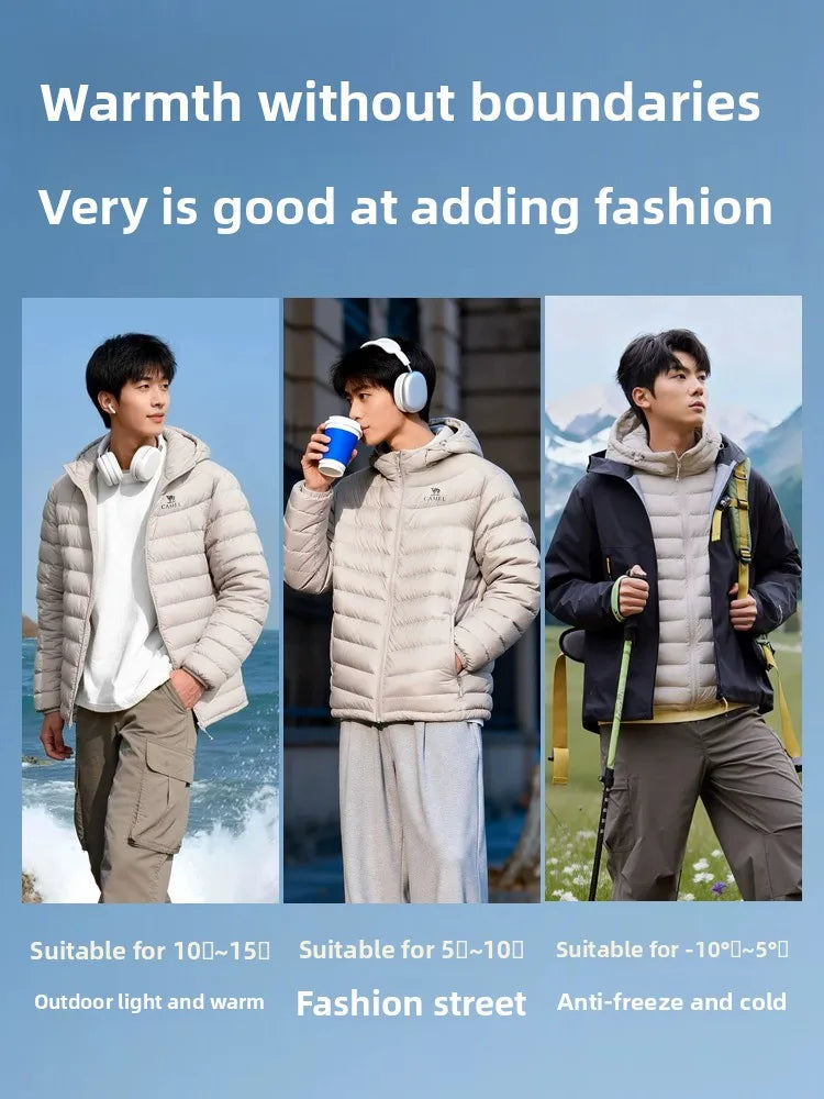 Golden Camel Winter 90% White Duck's Down Jackets Outdoor Warm Ultralight 600FP Hooded Thermal Windproof Waterproof Down Coats