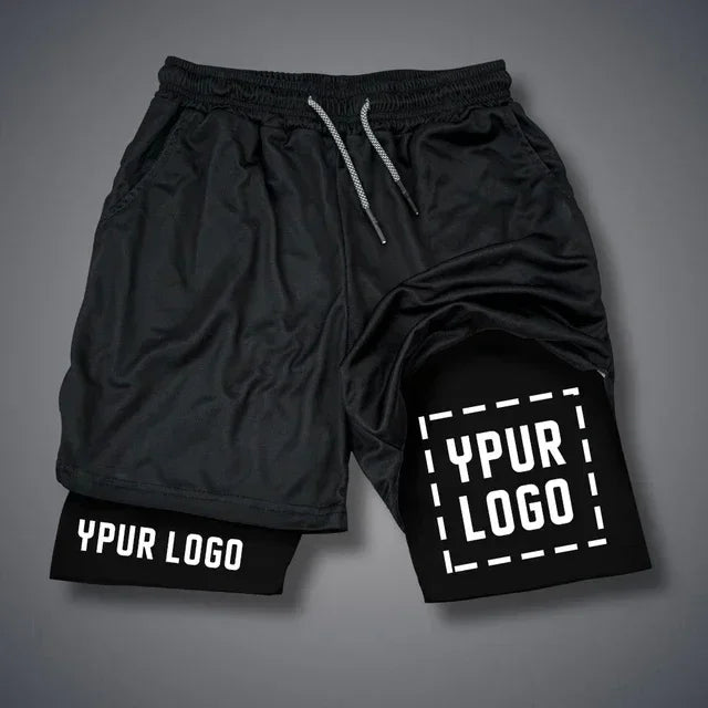 Double Layer Compression Shorts for Men - Quick Dry Gym & Athletic Pants, Custom Logo Sportswear