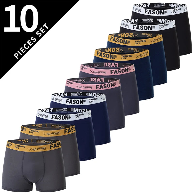 4/10 Piece Men's Four Season Black Fashionable Casual Basic Versatile Underwear Boxer Shorts Plus Size Youth Sports Base Shorts