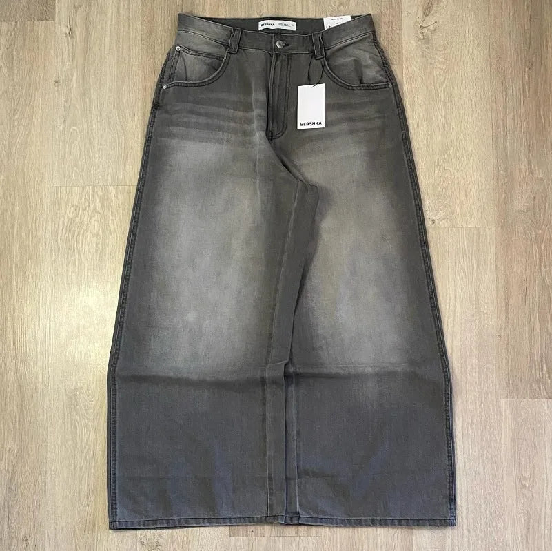 Y2K Harajuku New Punk Feng Shui Washing Old Baggy Jeans Female Streetwear Dance Popular Casual Joker High Waist Wide Leg Pants ATFH