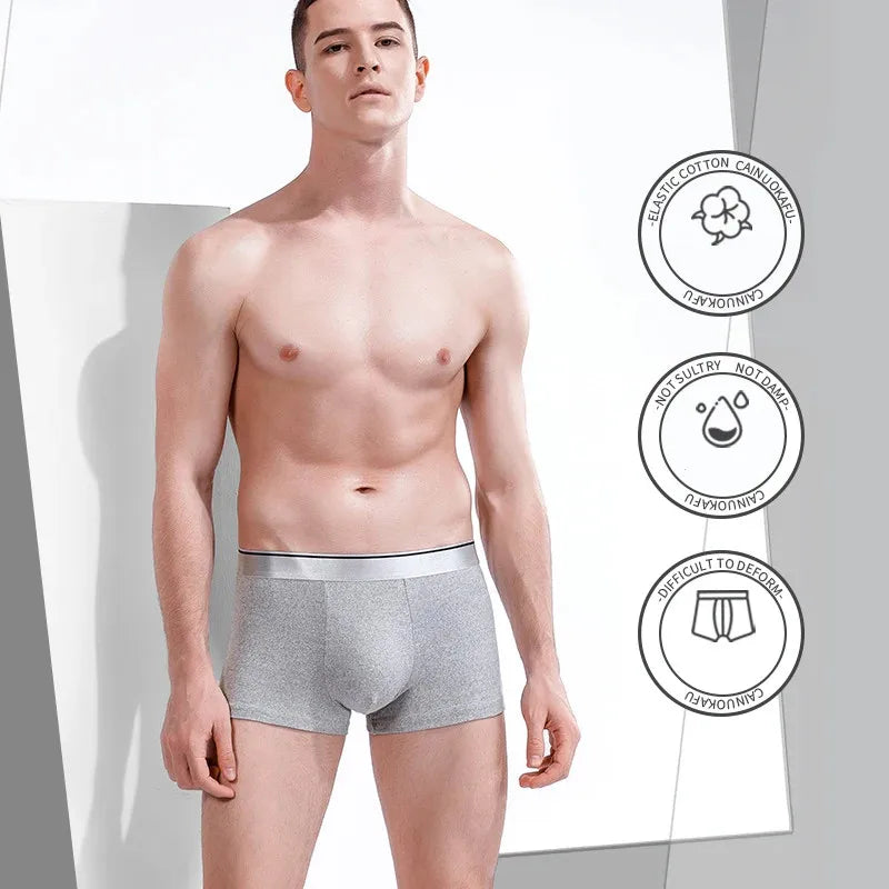 8Pcs/Men's Underwear Sexy Men's Boxer Shorts Solid Color Black Crotch Cotton Breathable  Sturdy Men's Underwear Plus Size L-5XL