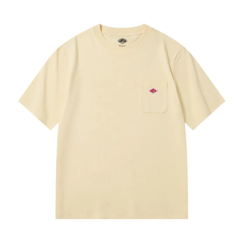 Men and Women's Pure Cotton Fashion Brand Embroidery T-Shirt Tee Simple Pocket Short Sleeve Orders Exported to Japanese