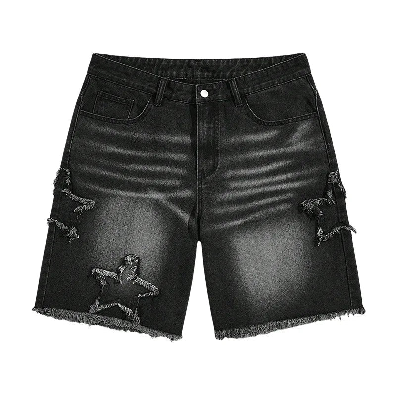 New high-end denim shorts for men in spring and summer of 2025, loose and versatile, trendy brand business casual denim shorts ATFH