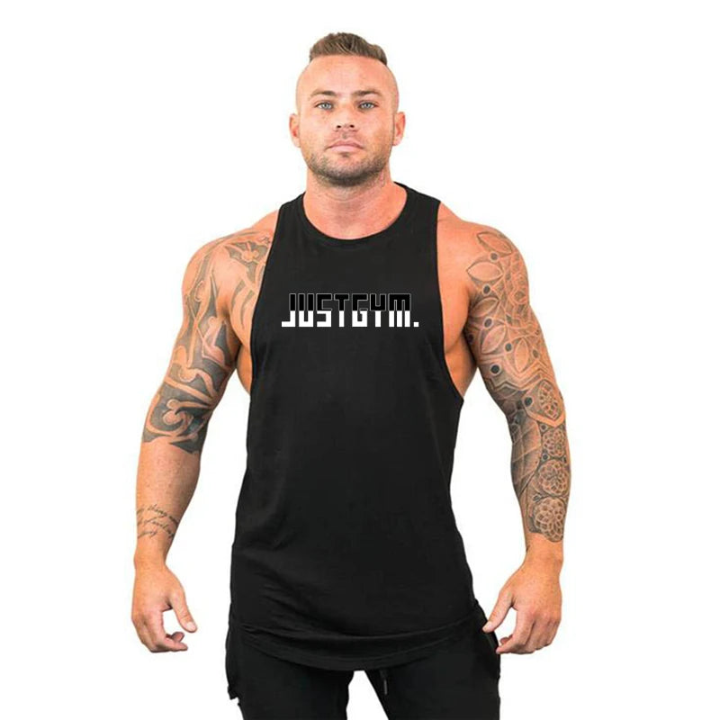 Running Vests Gym Bodybuilding Sleeveless Shirt Men's Fitness Tank Tops Workout Muscle Stringer Cotton Breathable Singlet