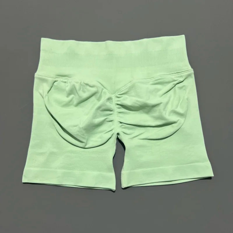 HISTELLO Impact Shorts Women Gym Workout Clothing Low Ribbed Band Sports Yoga Short Pants Seamless Butt Lift Running Leggings