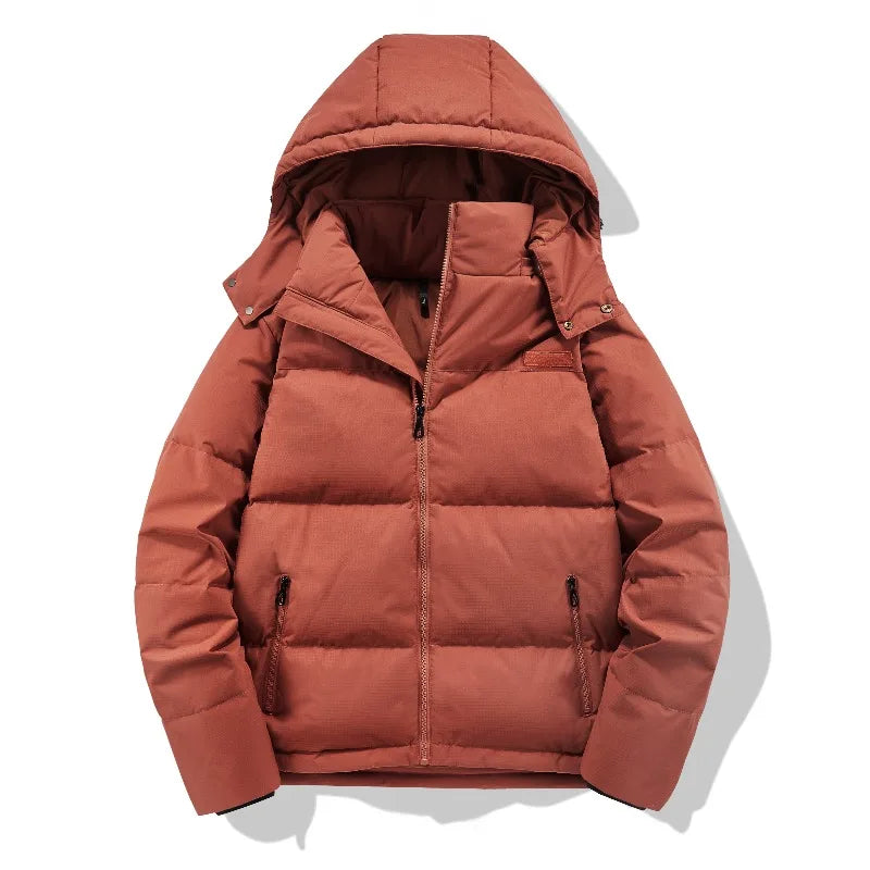 New Style Solid Color Hiking Down Jackets for Men Outdoor Hooded Warm Puffer Coat Trend All-match Male Clothes Fashion Quality