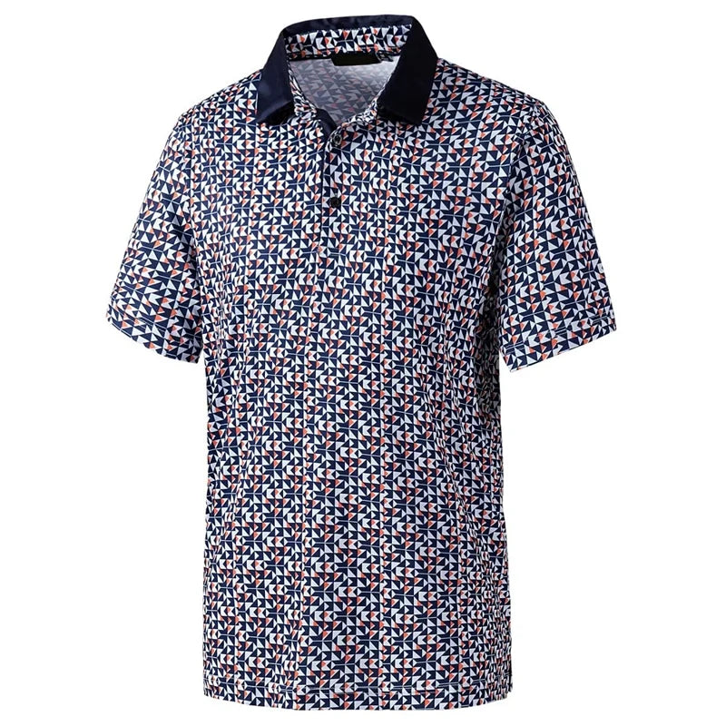 Stars Tree Pattern 3D Printed Polo Golf Shirt For Men Plaid Striped Design Casual Sports Button T-shirt Short Sleeves Sunday