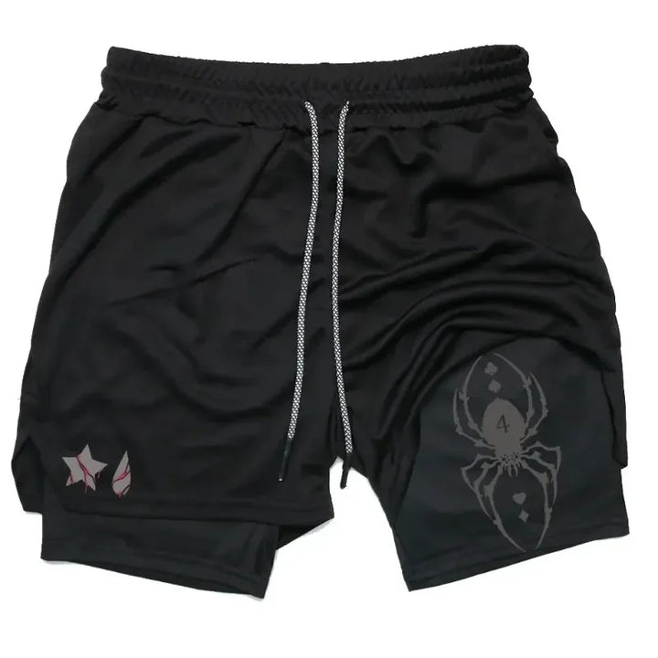 Anime Hunter X Hunter Performance Shorts Men 2-in-1 Running Compression Shorts Training Sport Gym Quick Dry Shorts with Pockets