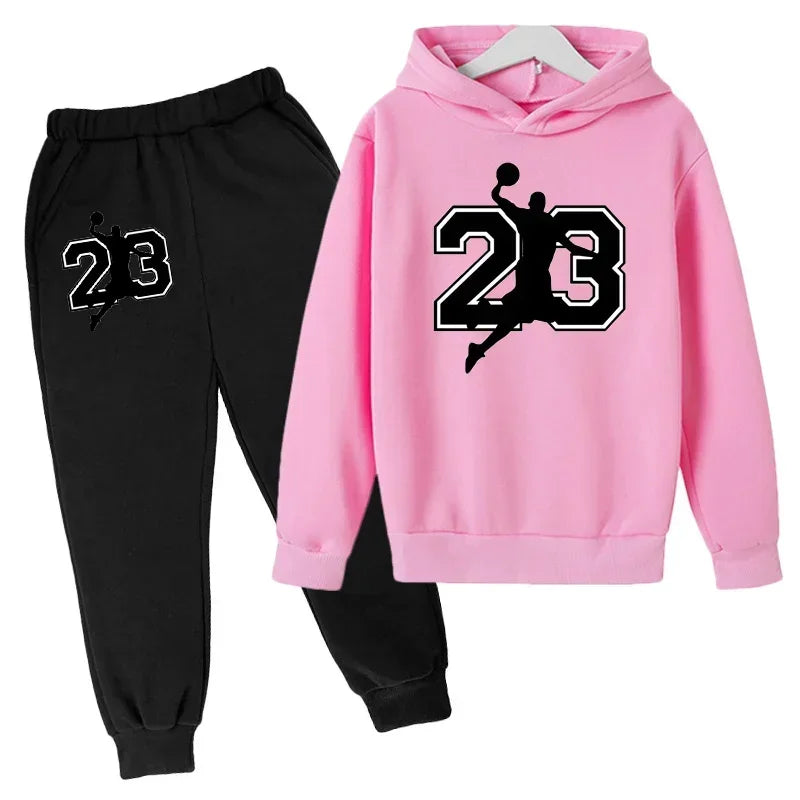 Pullover Toddler SuitChildren Basketball  Clothing Hoodies+Pant Set Girls Boys 3-12 Years Kids Coat Spring Autumn Sports - ATFH