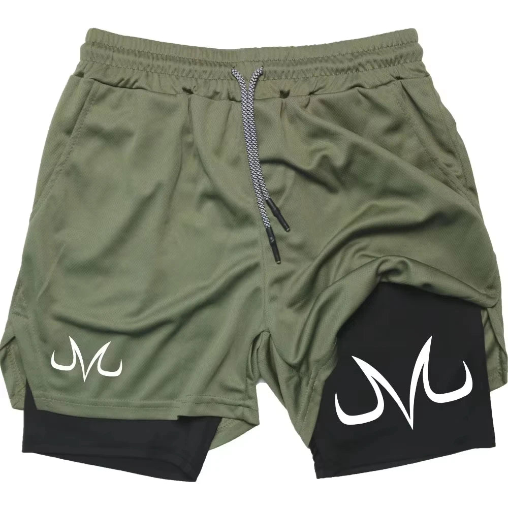 Toji Anime Printed Men's GYM Casual Sports Shorts 2-in-1 Mesh Workout Running Short Pants