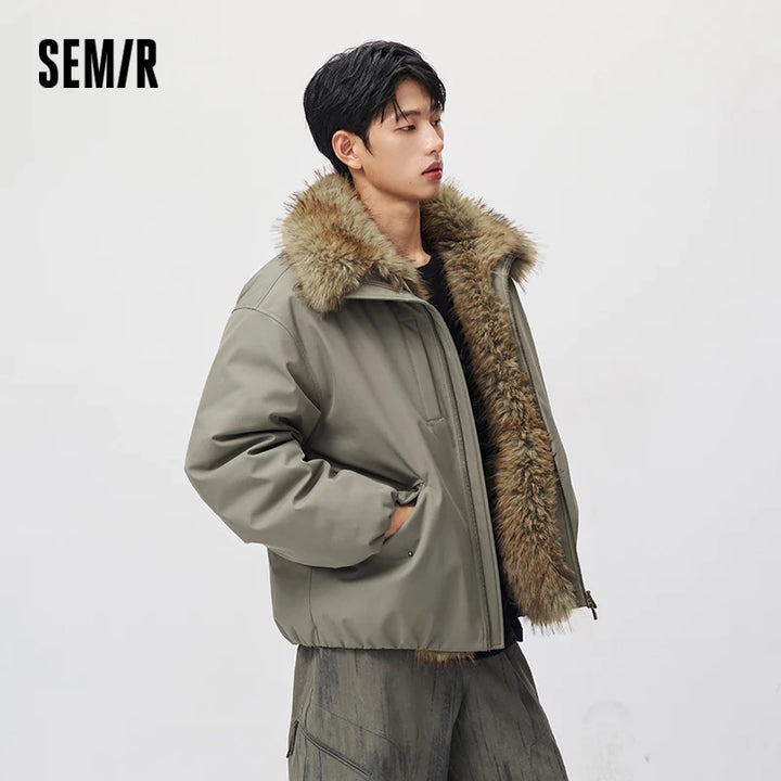 Semir Men Down Jacket Protective Fur Collar Windproof Water Repellent Winter Smart Casual Couple Fashion Outerwear 2026