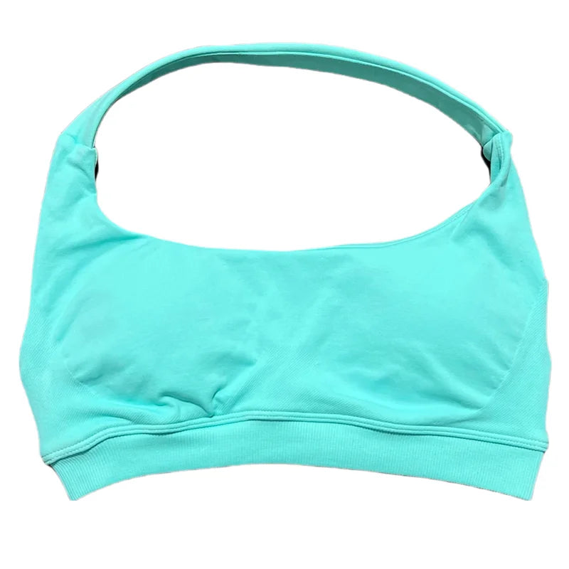 HISTELLO Women Seamless Halter Top Sports Bra High Support Push-up Open Back Pilates Gym Wear Fitness Yoga Workout Underwear - ATFH
