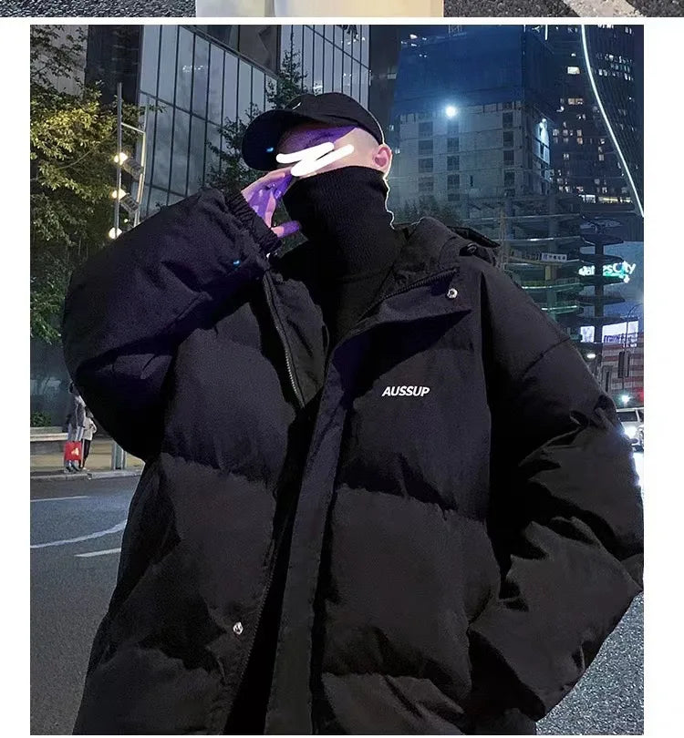 Winter Fashion Trend Windproof Thick Warm Cotton Jacket For Men's Casual Loose Sports Plus Large Size High-Quality Hooded Jacket