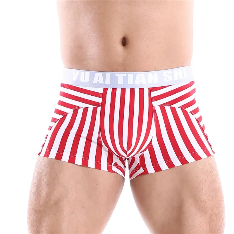 Men Boxers Comfortable Underpants Cotton Low Waist Large Size BoxerShort Striped Breathable Cueca Boxer Homme Underwear