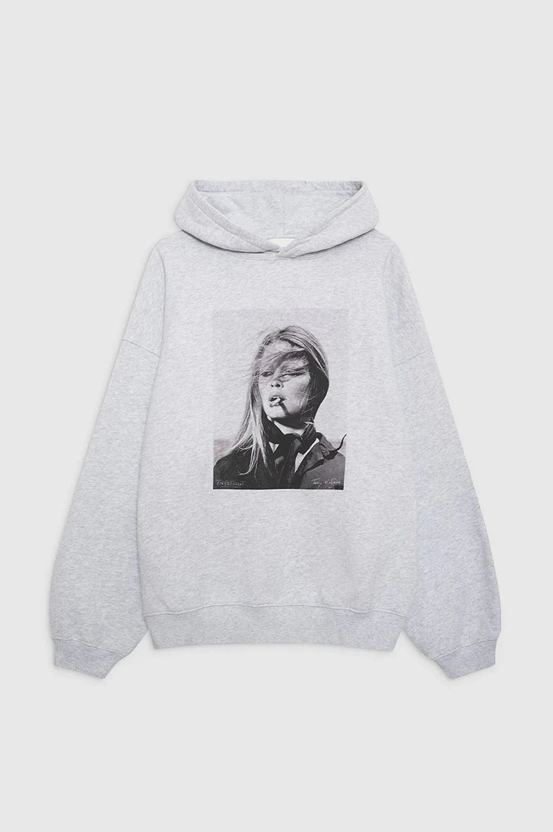 Autumn and Winter New Women's Beauty Graphic Print Hoodie long sleeve relaxed fit hoodie sweatshirt female grey - ATFH