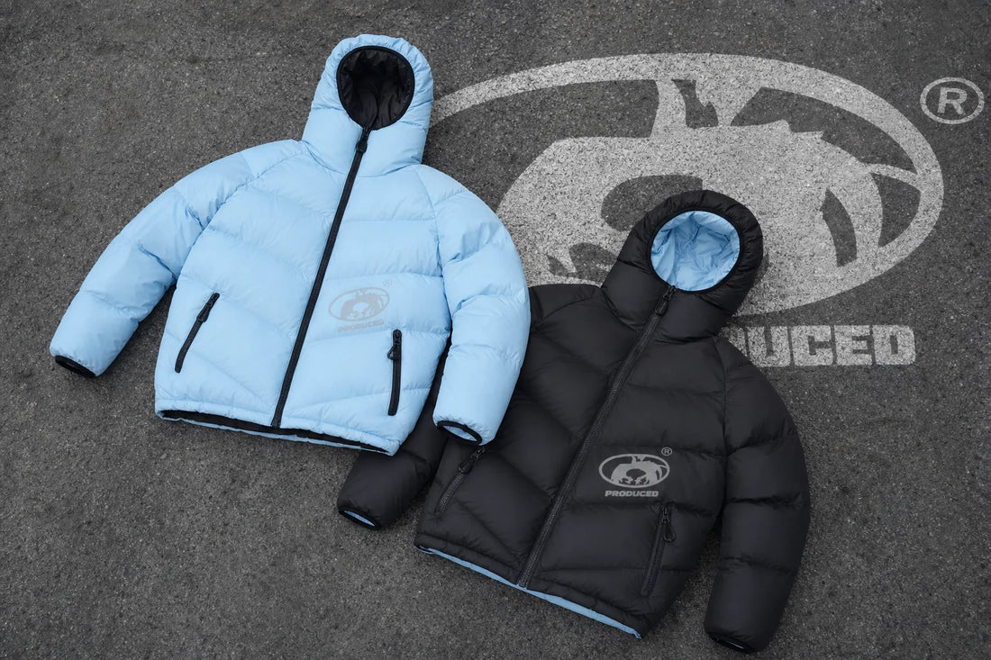 Streetwear Casual Blue Black Reversible Puffer Jacket Men Women Heavy Hooded Detail Fashion Coat Top Loose Fit Warm Y2K