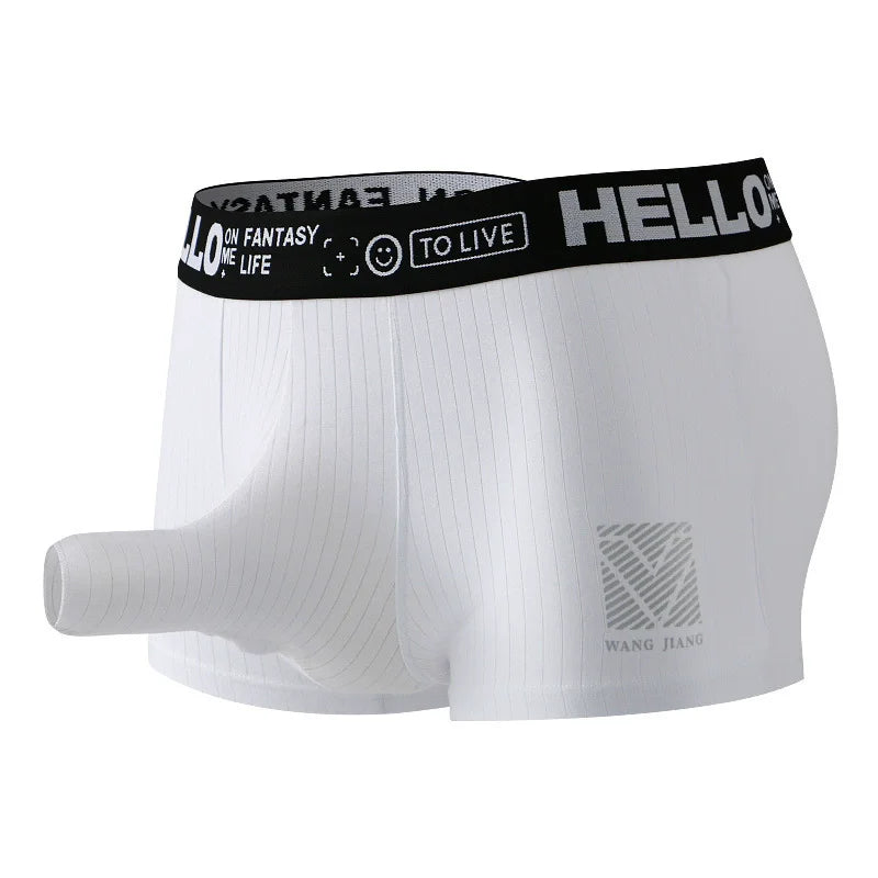 Men's Open Elephant Nose Boxer Shorts Cotton Comfortable Breathable Male Separate Long Penis Pouch Underpants Sexy Underwear