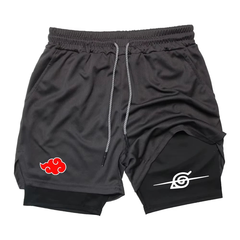 Ghost 2026 Annihilation Blade Anime Men's Double Layer Quick-Dry Running Shorts Multi-Performance Training Shorts Printed Snow