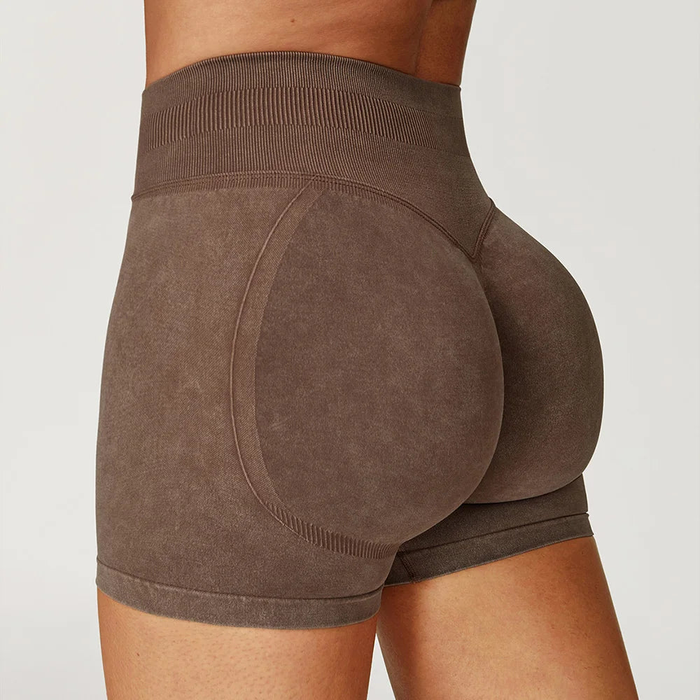 High Waist Yoga Shorts Women Sand Washed Yoga Shorts Workout Shorts Fitness Yoga Lift Butt Fitness Yoga Gym Running Short Pants Tahsi Fashion House