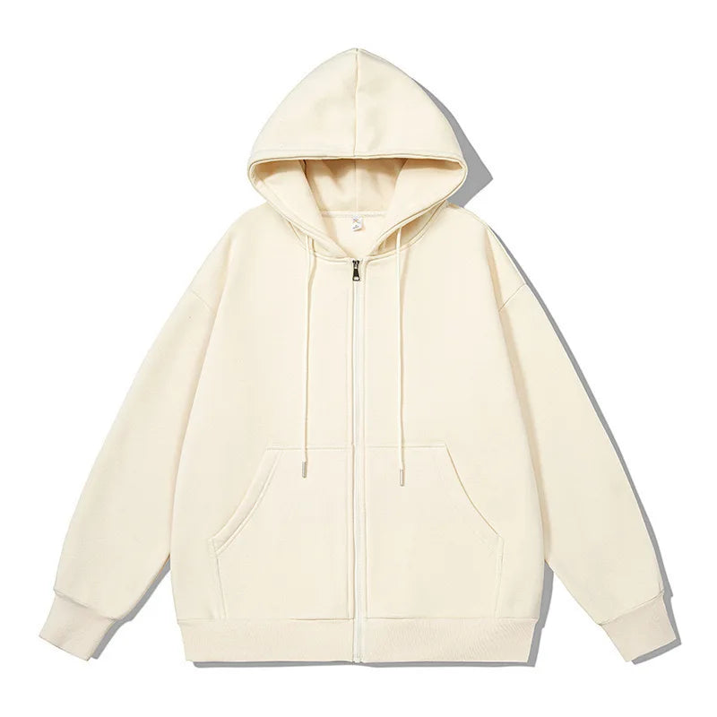 Zipper Hoodies Autumn Winter Men's New Long Sleeve Hooded Sweatshirt Fashion Casual Male Outfit Sportwear Loose Fit Clothes - ATFH
