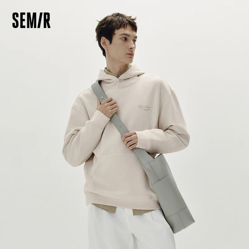 Semir Men Hoodie Suede Feel Printed Embroidery Hooded Pullover Classic Soft Casual Style Autumn Sweatshirt 2026