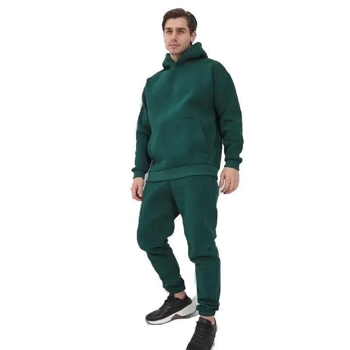 2025 Solid Color Fashion Discounted Men's Outdoor Sports Set - Men's Daily Comfort Hooded Single-Piece Sports Suit ATFH