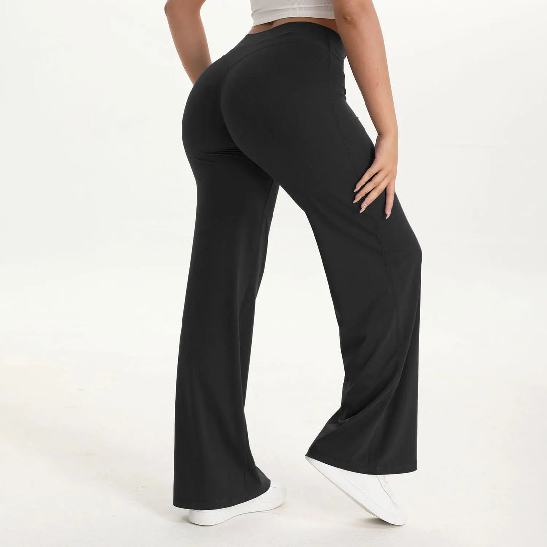 SoftMotion Straight Leg Bottoms Women's Mid-Waist Yoga Pants GYM Leggings Naked Feel Pilates Running Sports Trousers ATFH