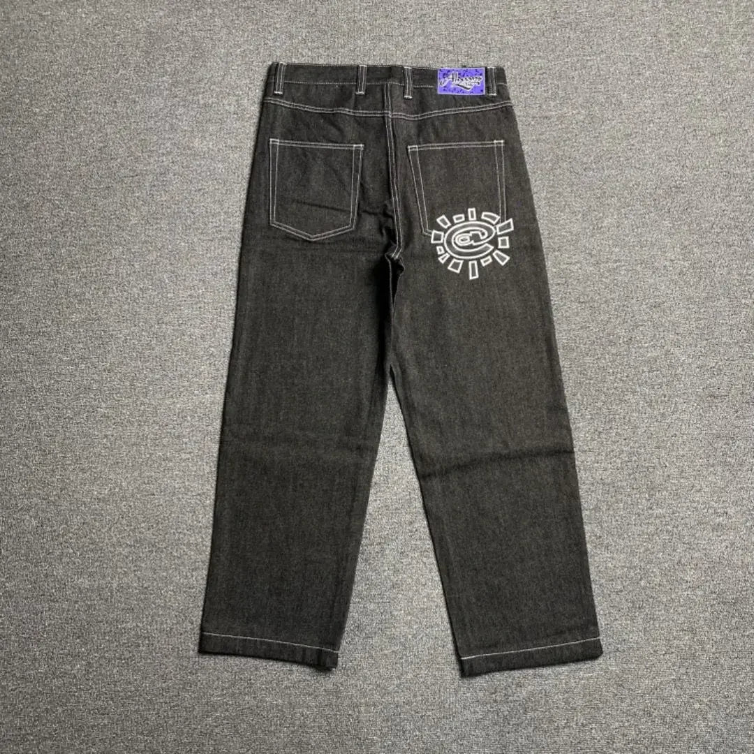 New Always Jeans High quality Printed Embroidery Straight Jeans Black Pants Men Jeans Printing Trend Street Wear AlwaysJeans Men ATFH