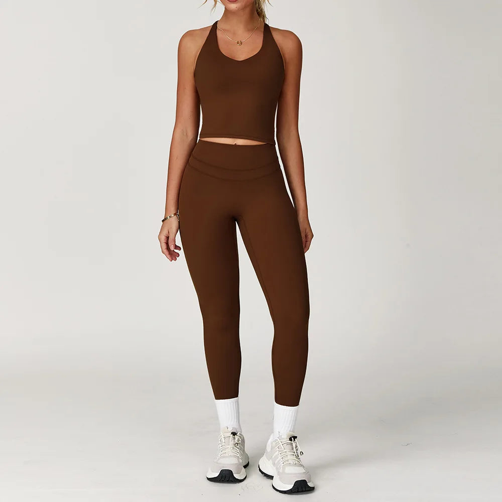 2 Pieces Sportswear Women Yoga Set Gym Clothes Sportswear Yoga Suits Fitness Set Tracksuits Sports Bra Gym High Waist Leggings - ATFH