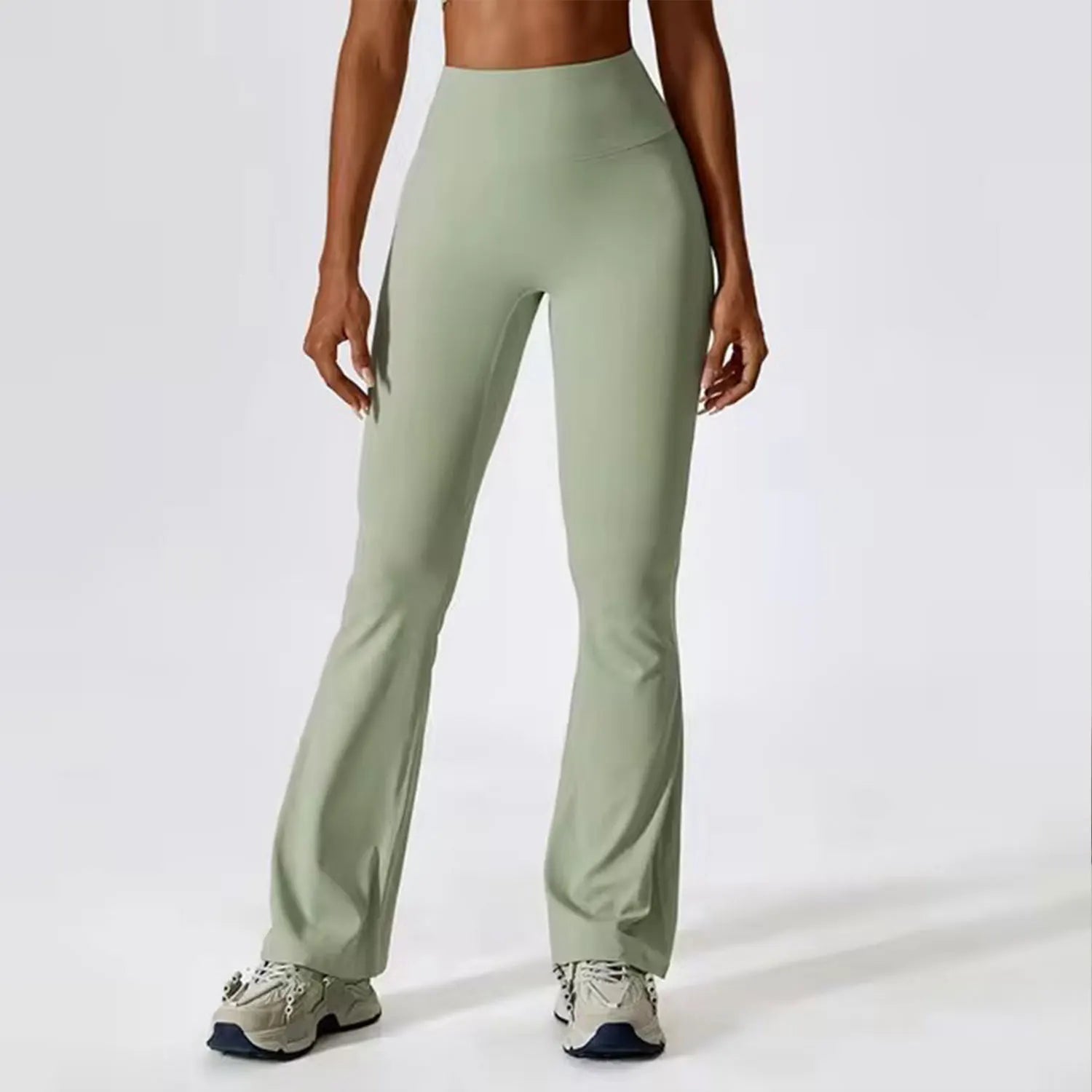 Women Gym High Waist Push Up Flared Pants Naked Feeling Workout Leggings Dancing Fitness Sports Tights Breathable Yoga Clothes ATFH