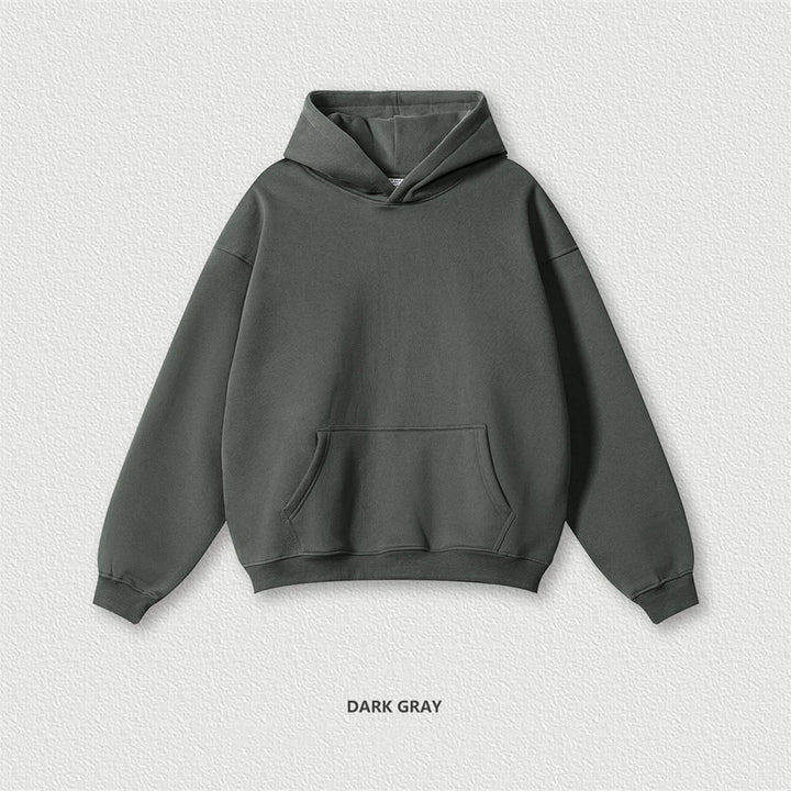 Autumn Winter Men 345gsm Fleece Hoodies Unisex Women Relax Fit Warm Solid Hooded Pullovers Sweatshirts HY0863 - ATFH