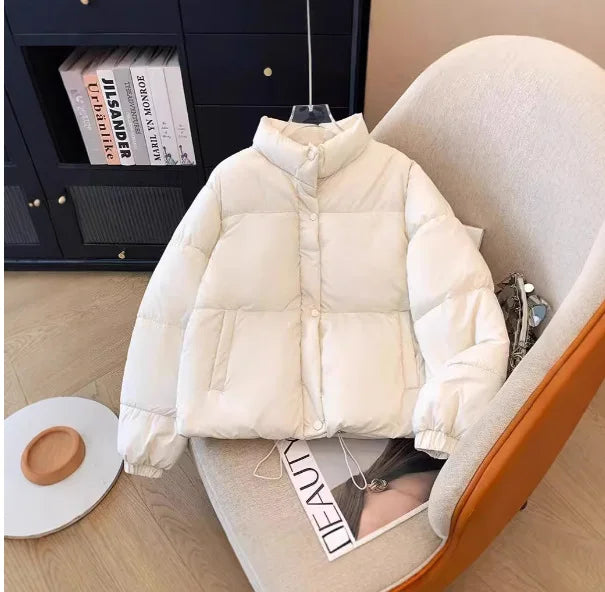 Puffer Parkas Womens Winter Coat Female Casual Fashion Windproof Pockets Hood Fall Drawstring Colorful Sleeve Simple Button Vibe ATFH