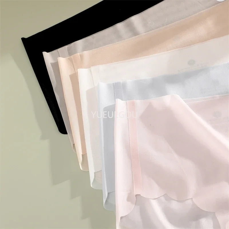 4PCS Ice Silk Seamless Underwear Ultra-thin Women's Panties Sexy Transparent Stretch Briefs High Waist Comfortable Lingerie M-XL