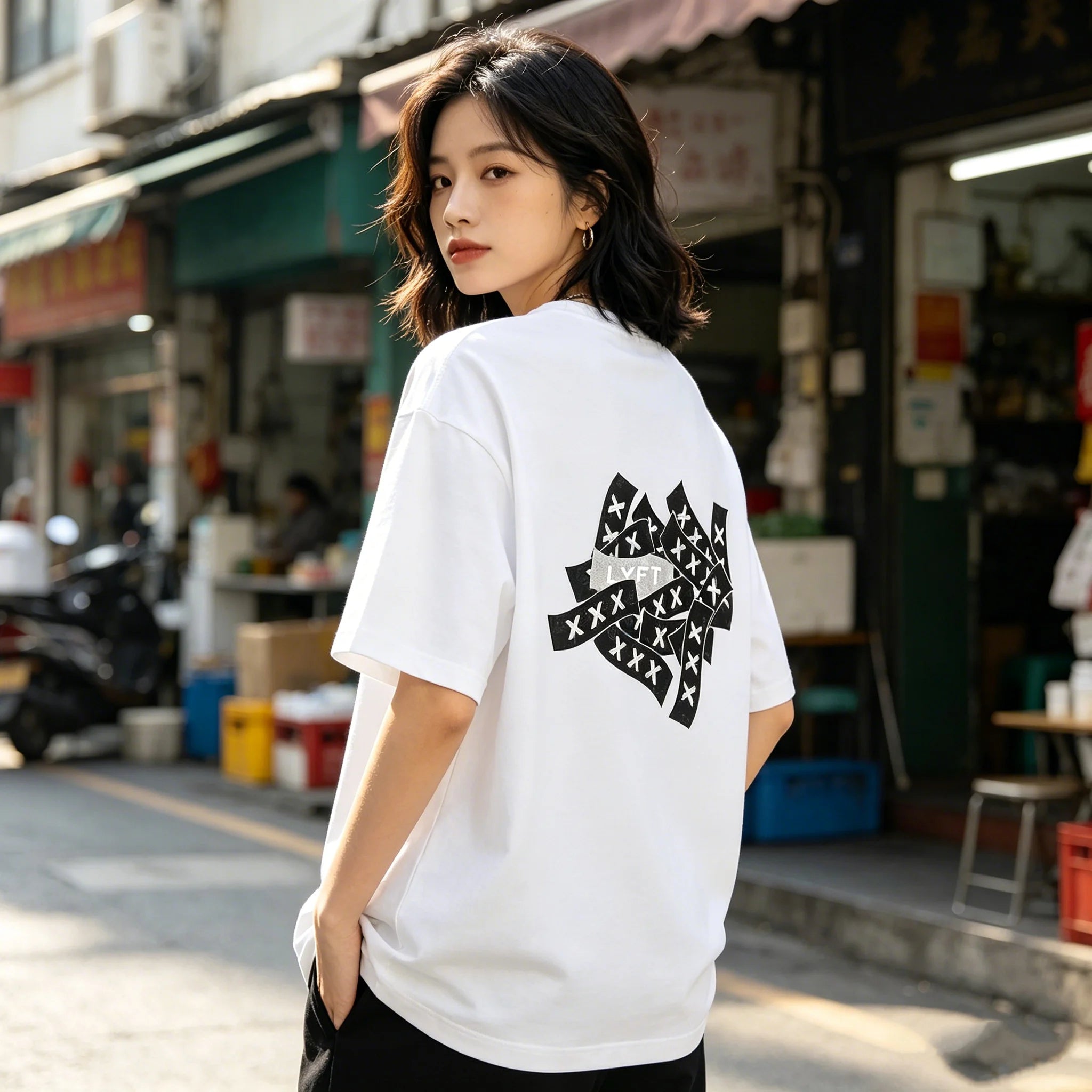 LYFT&XXX jointly Japan Brand Y2K Couple T-Shirts Men Street Fahion Oversize Loose Tee Hip Hop Harajuku Retro CBUM Unisex T Shirt ATFH
