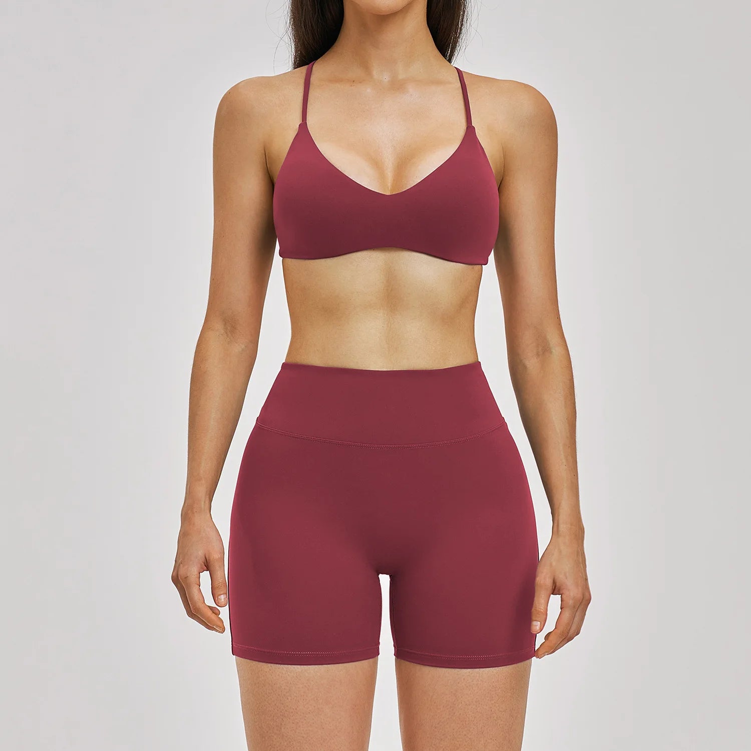 2PCS Sport Set Women Gym Outfits Push Up Yoga Set Gym Sportswear Fitness Bra Workout High Waist Legging Sports Shorts Tight Suit - ATFH