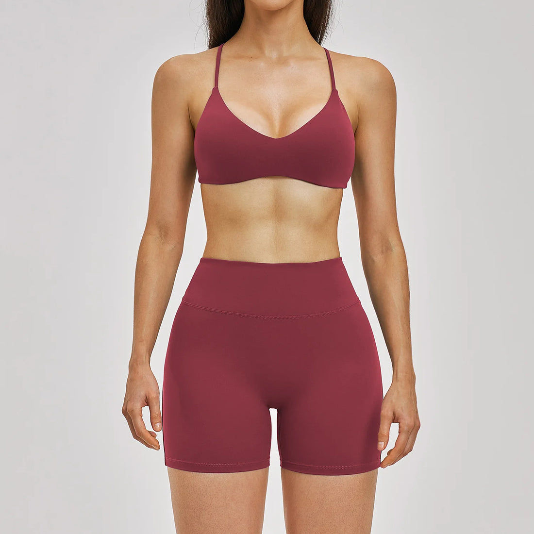 2PCS Sport Set Women Gym Outfits Push Up Yoga Set Gym Sportswear Fitness Bra Workout High Waist Legging Sports Shorts Tight Suit - ATFH