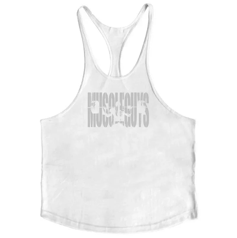Muscle guys Gyms Tank Top Men Workout Clothing Bodybuilding Stringer Men Vests Cotton Y back Singlets debardeur fitness homme