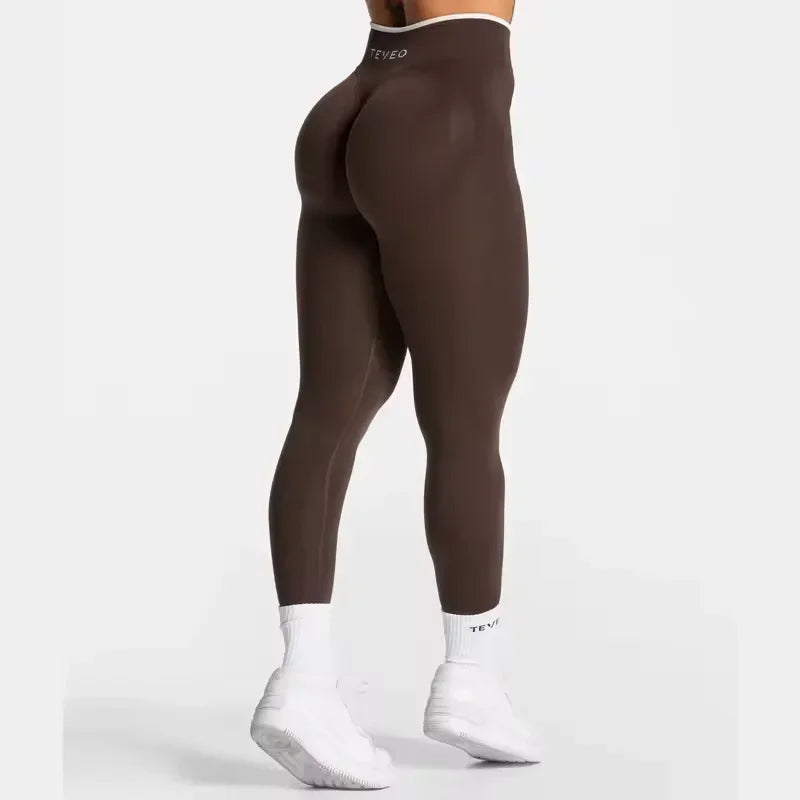 TEVEO High Waist Seamless Scrunch Leggings for Women Yoga Pants Hip Lifting Running Exercise Gym Ignite Sculpt Series ATFH