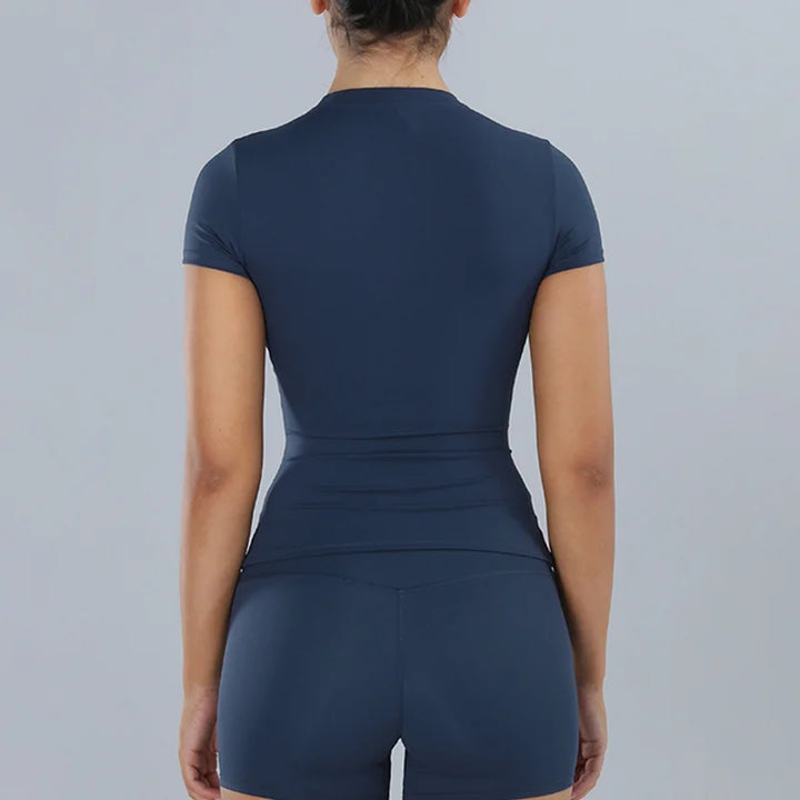 TRY TO BN Yoga Short Sleeve T-shirt Gym Top Woman Sport Fitness Breathable Sportswear Versatile Workout Training Running Clothes - ATFH
