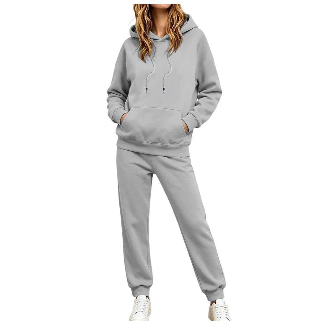 Autumn Winter Women Casual Hooded Tracksuit Long Sleeve Sweatshirt Matching Elastic Cuff Jogger Pants Soft Sport Female Clothes