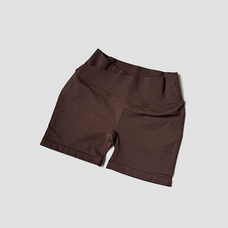 Summer High Waisted Training Workout Shorts Seamless Cross Waist Sexy Running Fitness Short Pants Solid Color Gym Leggings Tahsi Fashion House