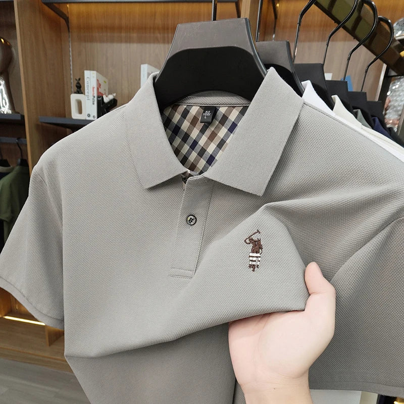 2026 New High End Men's Polo Top Summer Men's Style Fashionable and Comfortable Collar Breathable Top Trendy