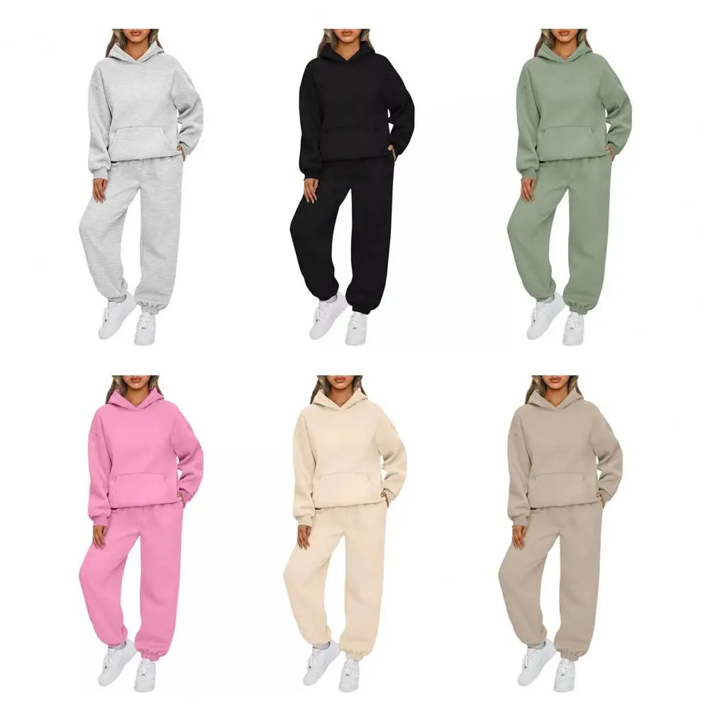Women's Sets Hoodies Pants 2 Piece Outfits Aesthetic Sportswear Sweatsuit Plus Size Pink Tracksuit