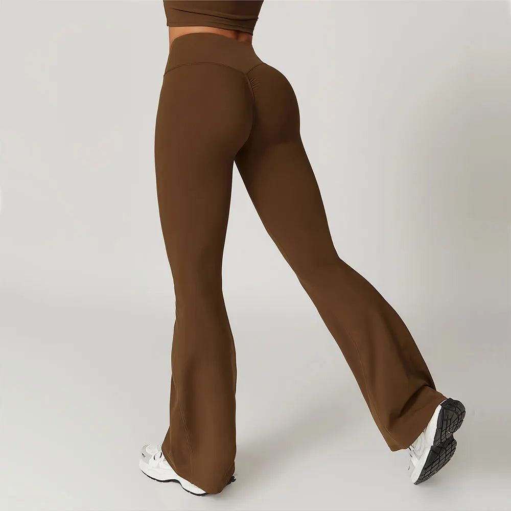 Flared Pants Women Yoga Bell-bottoms Tight Lifting Dance High Waist Tights Sport Pants Gym Running Breathable Fitness Leggings ATFH